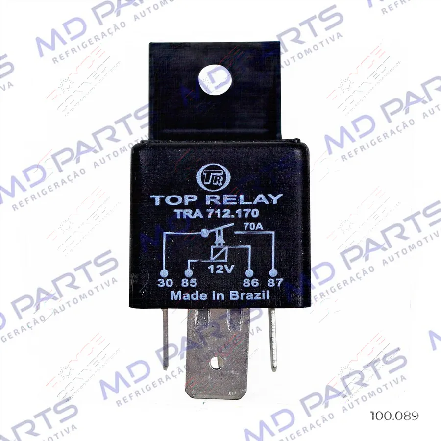 Relé Auxiliar de Potência 70A 12 Volts 4 Terminais Sendo 2 9,5mm Ar Condicionado Máquina New Holland 83989947 / Massey Ferguson 062221R1