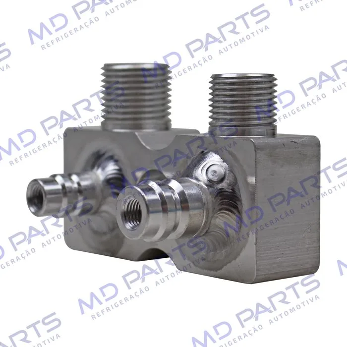 Válvula Conector com Válvula de Serviço Compressor Harrison Chevrolet Corsa com Serviço R134a - Alumínio