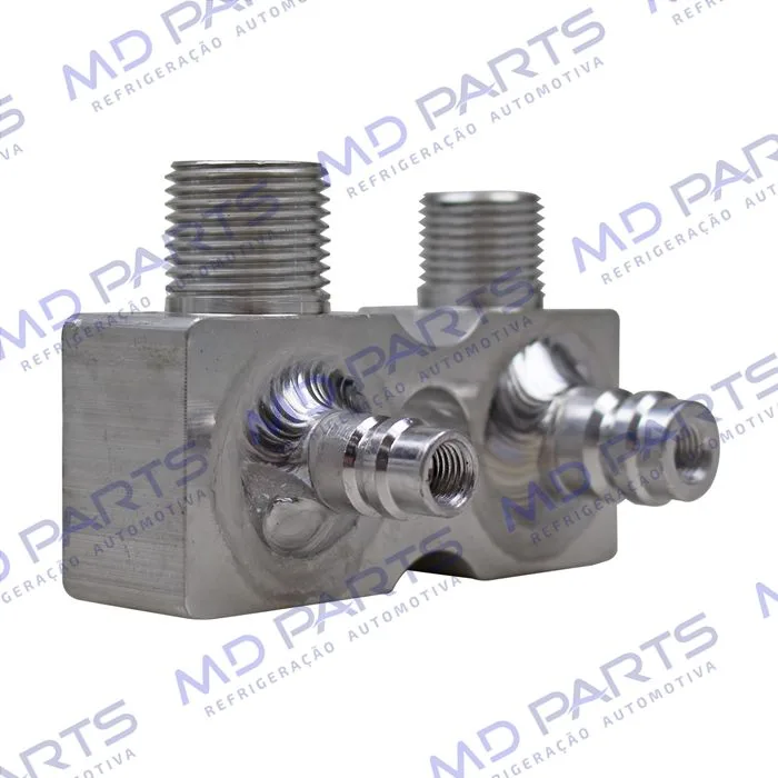 Válvula Conector com Válvula de Serviço Compressor Harrison Chevrolet Corsa com Serviço R134a - Alumínio — foto 2