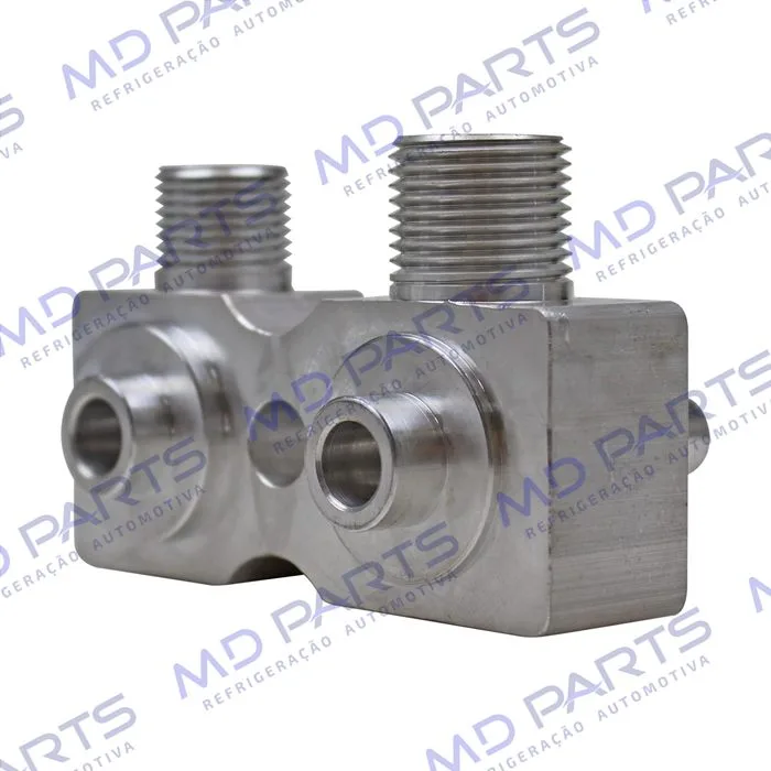 Válvula Conector com Válvula de Serviço Compressor Harrison Chevrolet Corsa com Serviço R134a - Alumínio — foto 3