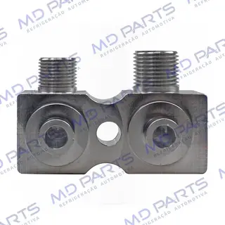 Válvula Conector s/ Válvula de Serviço Compressor Harrison/ Delphi CVC Chevrolet Corsa/ Vectra/ S10 2.4 e 2.8 Diesel - Alumínio