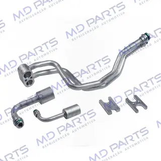 Conector Duplo de Saida do Evaporador Fiat Palio Fire com Válvula Original - Alumínio