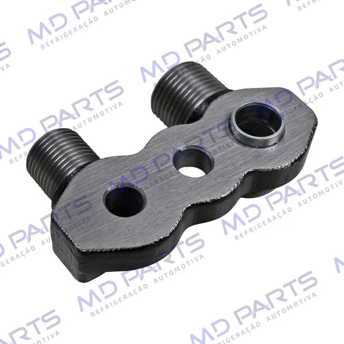 Conector de Descarga e Sucção da Tampa Traseira Compressor Seltec / Sanden - Aço — foto 2