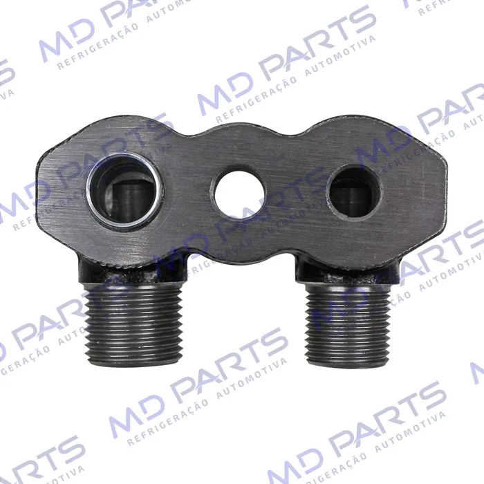 Conector de Descarga e Sucção da Tampa Traseira Compressor Seltec / Sanden - Aço — foto 3