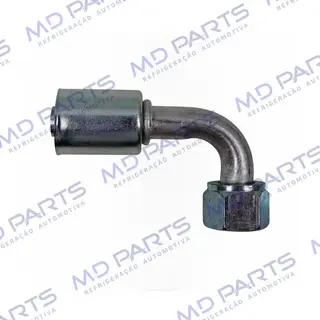 Conexão O'ring 90º Fêmea 10mm Aluminio c/Clip Porca em Aço