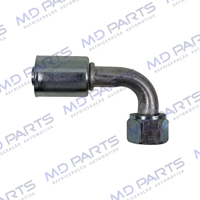 Conexão O'ring 90º Fêmea 10mm Aluminio c/Clip Porca em Aço