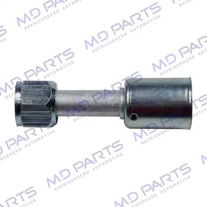 Conexão Flare Reta Fêmea 10mm Aluminio c/Clip