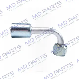 Conexão Flare 90º Fêmea 10mm Aluminio c/Clip