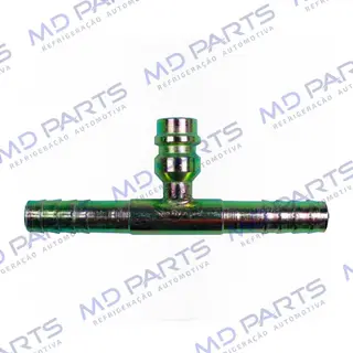 Emenda 08mm Aço c/ Válvula de Serviço R134a s/ Clip