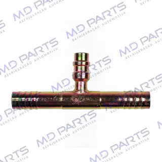 Emenda 10mm Aço c/ Válvula de Serviço R134a s/ Clip