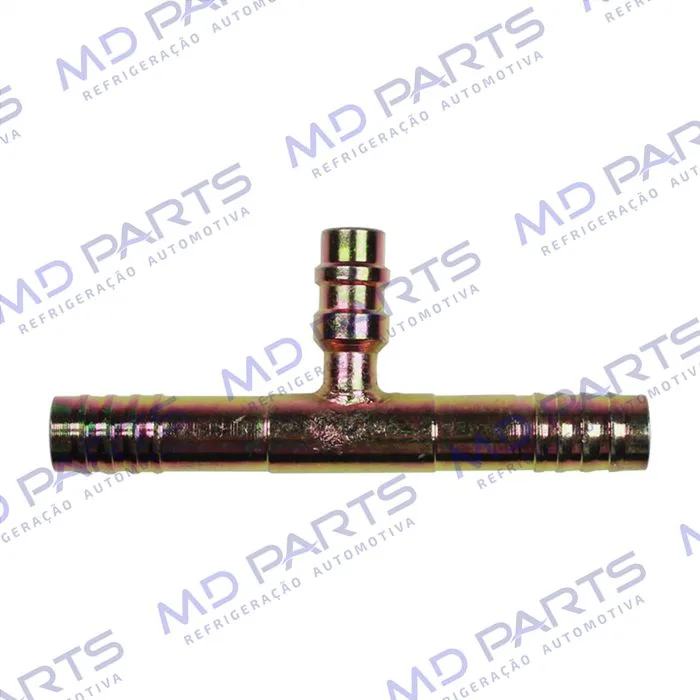 Emenda 10mm Aço c/ Válvula de Serviço R134a s/ Clip