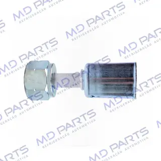 Conexão Radial Reta Fêmea 08mm Aluminio c/ Clip Universal R134a