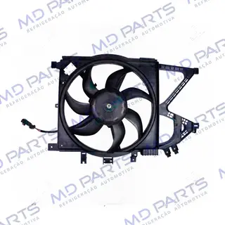Eletroventilador do Radiador com Defletor Chevrolet Corsa Novo/ Montana 2002 Até 2005 - 12 Volts OEM: 24445191