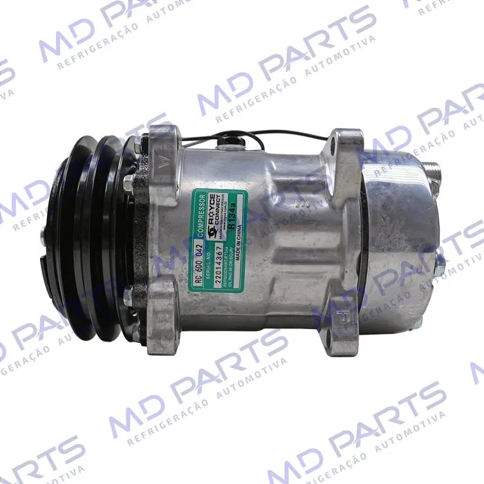 Compressor Modelo AA7H15AA Máquina New Holland R134a 8 Orelhas Descarga / Sucção Traseira O'ring - 12 Volts Polia 2A 132mm