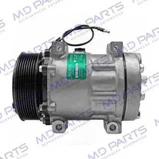 Compressor AA7H15AA Parafuso Passante Descarga/Sucção Traseira Engate - 12 Volts Polia 8pk 119mm