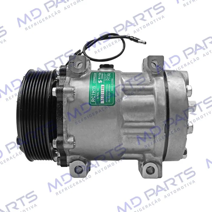 Compressor AA7H15AA Parafuso Passante Descarga/Sucção Traseira Engate - 12 Volts Polia 8pk 119mm