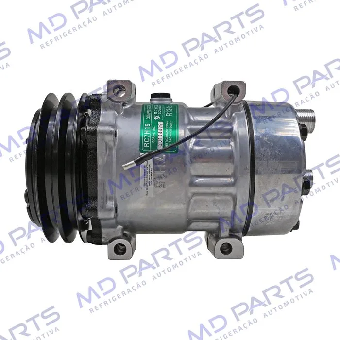 Compressor Modelo 7H15 Caminhão Kalmar Parafuso Passante Descarga e Sucção Traseira O´ring - 12 Volts Polia 2A 132mm