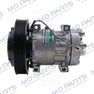 Compressor SANDEN AA7H15AA Original 4116U Caminhão Volvo FM/ FMX / FH 2008 Até 2019 - 24 Volts Polia 8pk 180mm OEM: 84094705/ 20587125/ 85000458
