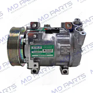 Compressor Modelo Sanden SD7V16 Renault Duster 2.0 2012> - 12 Volts Polia 7pk OEM: 8201018716