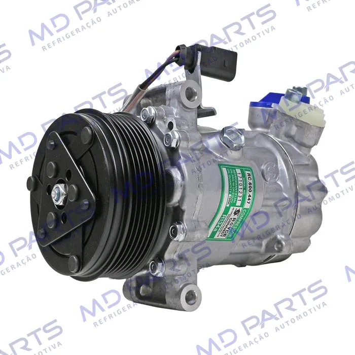 Compressor Modelo Sanden Volkswagen Saveiro 2014>/ Fox 2015>/ Voyage 2014>/ Gol 2014> Motor 1.6 MSI - 12 Volts Polia 6pk 110mm OEM: 5V0820803F/ 5U0820803F/ 6RD820803C