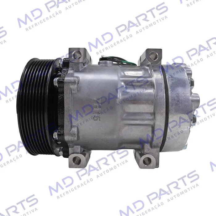 Compressor Modelo 7H15 8044/ 8242/ 8112/ 6028/ 8176 Caminhão Volvo NH 1999 Até 2006/ FH/ FM 1998 Até 2007/ Caminhão VM 2008 Até 2022/ Máquina Volvo - 24 Volts Polia 8pk 132mm OEM: 11412631