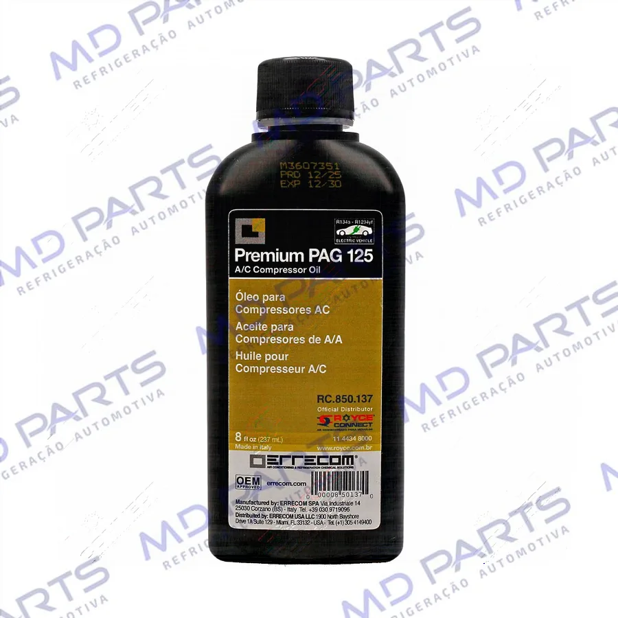 Óleo para Compressor ERRECOM R134a Premium PAG 125 237ml