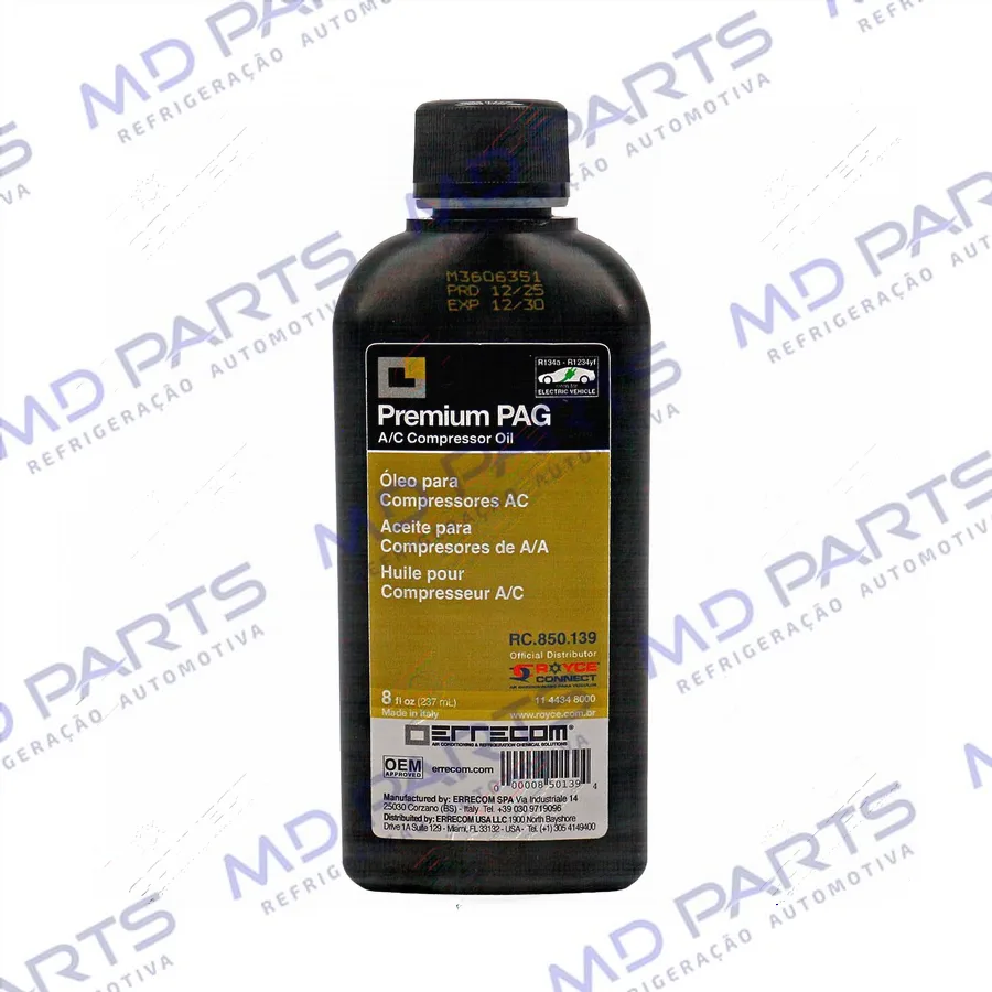 Óleo para Compressor ERRECOM R134a Premium PAG 237ml