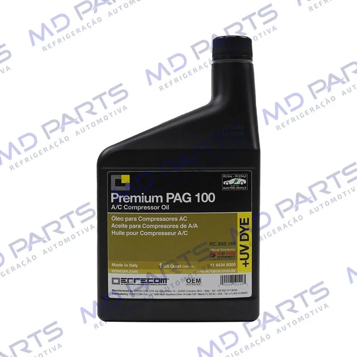 Óleo para Compressor ERRECOM R134a PAG 100 com Contraste Ultravioleta 946ml