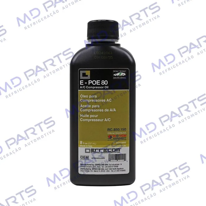 Óleo para Compressor ERRECOM FC FHC HFO R1234YF ND11 R134A Viscosidade POE80 237ml