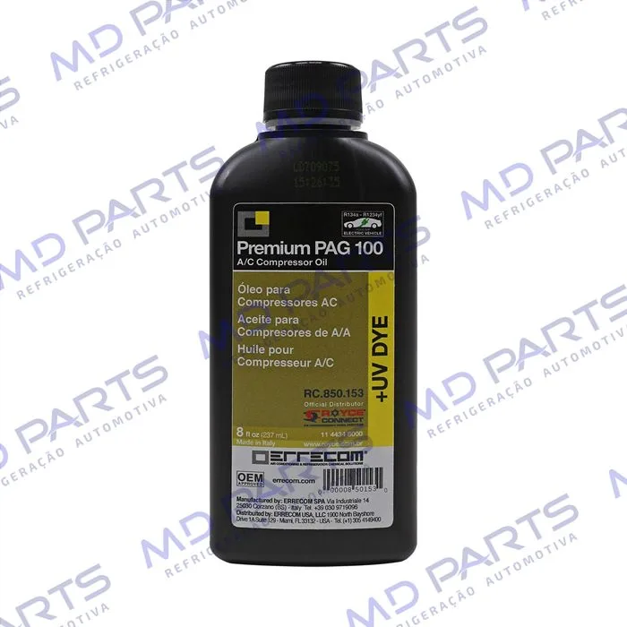 Óleo para Compressor ERRECOM R134a PAG 100 com Contraste 237ml